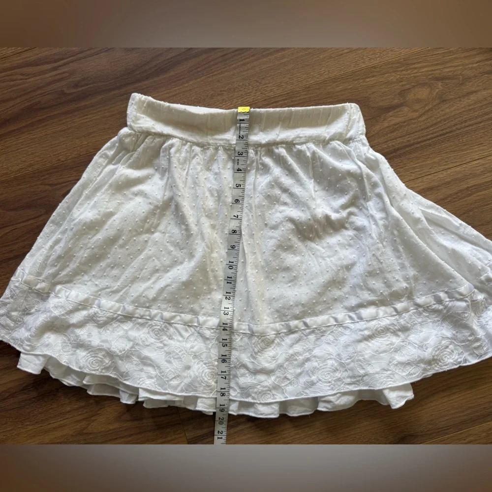 White Swiss Dot Lace Ruffled Mini A-Line Skirt Womens 8/10 Cottagecore Coastal - Picture 10 of 10